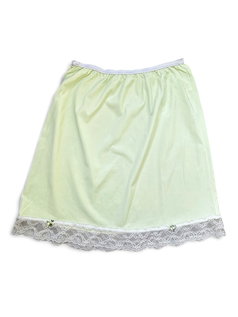 Light Green Half Slip Skirt with Lace Trim